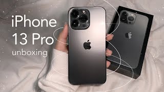 ☁️iPhone 13 Pro Graphite aesthetic unboxing  accessories 🍎 [upl. by Nagol]