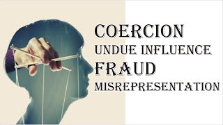 Coercion Undue Influence Fraud Misrepresentation  Indian Contract Act 1872  Law Guru [upl. by Lounge560]