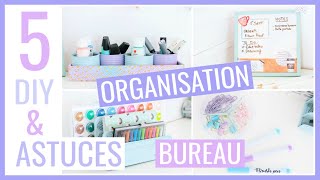 5 DIY amp ASTUCES FACILES  BUREAU  Rangement amp Organisation [upl. by Alyag]