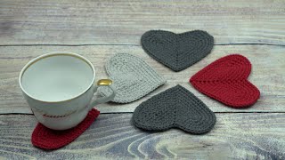 CORAZONES POSAVASOS TEJIDOS EN CROCHET [upl. by Dodge]