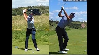 Justin Thomas golf swing  Long Iron faceon amp downtheline July 2017 [upl. by Llieno662]